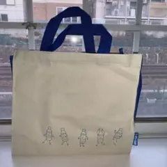 アイボリー×ブルー トートバッグ