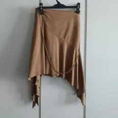アシンメトリー ブラウン フレアスカート