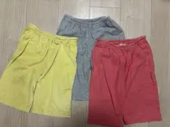 120㎝　半ズボン3点セット（グレー・赤・黄色）