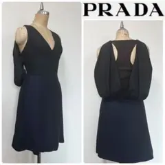 プラダ Prada ノースリーブ Vネック ワンピース ドレス 38