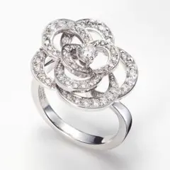 美品☆CHANEL☆シャネル カメリアリング K18WG ♯49新品仕上げ済み
