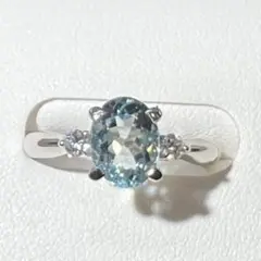 海の雫の様なアクアマリン ダイヤモンド pt900リング