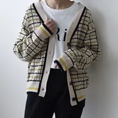 Eimee Law エイミーロウ カーデガン チェックJQカーデ アイボリー