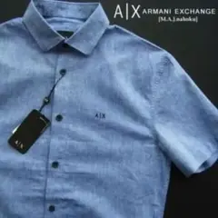 ARMANI EXCHANGE A|X アルマーニ　青 半袖シャツ　無地