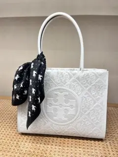 ホワイトトートバッグ スカーフ付き