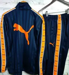 廃盤　PUMA ネイビーオレンジ ジャージ上下セット L Y2K プージャー　Ｌ