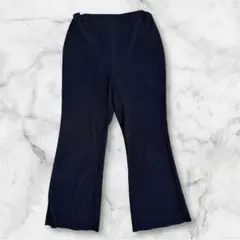 リブフレアパンツ ブラック