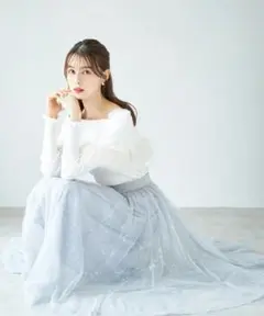tocco closet エトワールラメプリントチュールフレアスカート