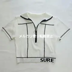 ZOZOTOWN　配色ショートトップス　半袖　ハーフジップ
