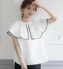 【新品未使用品】coca コカ ビッグカラー パイピング ブラウス ホワイト