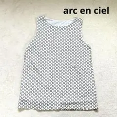 【arc en ciel】M-L ノースリーブシャツトップス 薄手　ホワイト