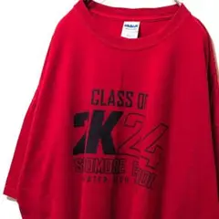 ギルダン クラスオブ2K24スポンサー24 ロゴ Tシャツレッド赤2XL古着