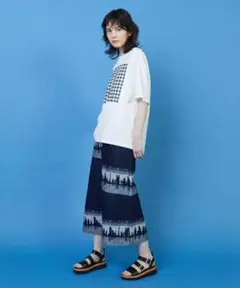 FRAPBOIS ギンガムチェックロゴプリント デゾレTシャツ