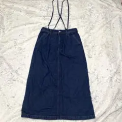 クラフト サスペンダー ダークデニム ロングスカート Lサイズ