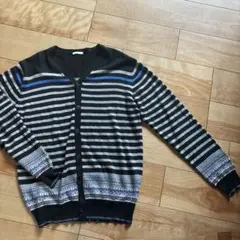 ストライプデザイン カーディガン XL