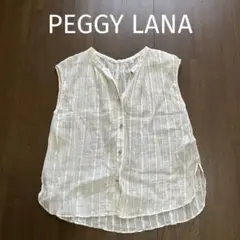 ペギーラナ　ストライプ ノースリーブブラウスシャツ　パールボタン