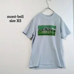 モンベル Tシャツ 水色 クルーネック ロゴ付 半袖 ワンポイント t4610