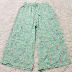《限定》 ユニクロ 花柄 パンツ グリーン (M) レディース
