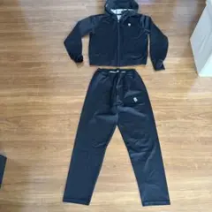 黒いサウナジャージ上下セット フード付き