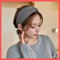【お値下げ中】グレー おしゃれ ターバン ヘアバンド ヘアアクセ まとめ髪