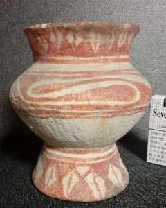 東南アジア古窯 タイ古窯 紀元前 【バンチェン土器】彩色彩文 螺旋状文様 広口壺