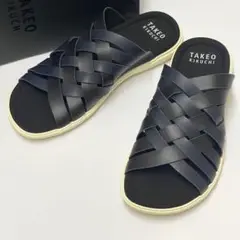 【未使用】タケオキクチ 編み込みサンダル ブラック 25cm