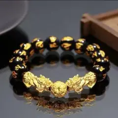 ⭐️黒曜石　貔貅ブレスレット　数珠　幸運　開運　財運　財神⭐️