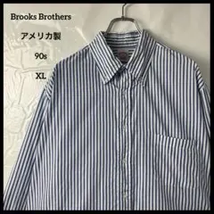 長袖シャツ　ブルックスブラザーズ　アメリカ製ヴィンテージ90s 青ブルー　古着