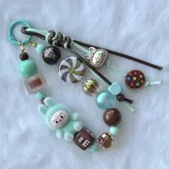 ビーズキーホルダー No.198 ラブブ×チョコミント