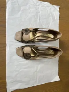 ASVANA ベージュ オープントゥサンダル ヒール6cm