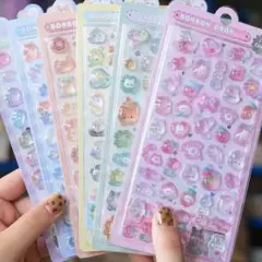 【新品未使用】3Dシール ぷくぷくシール ボンボンドロップシール 　6枚セット