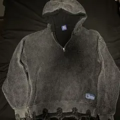 Danke schon ダメージ加工 ハーフジップニットセーター