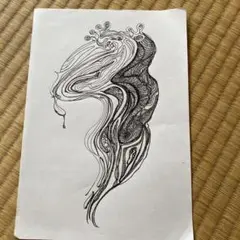 抽象的な人物像 インクペン画 A4サイズ