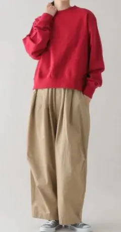 natural by clip　コットンリネンイージーバレルパンツ ベージュ