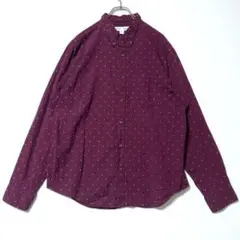 2XL ボルドー 長袖シャツ 小紋柄 スリムフィット OLD NAVY