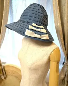 TO BE CHIC(トゥー ビー シック) 黒ビック リボンストローハット TO BE CHIC(トゥー ビー シック) 黒ビック リボンストローハット