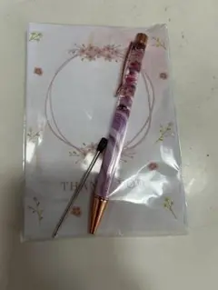 ハンドメイド　ハーバリウム　ボールペン 紫