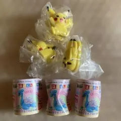 ポケモン　ガチャ　くっつくんです。　ピカチュウ　3種セット