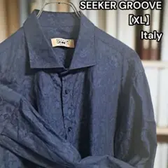 美品★SEEKER GROOVE イタリア製 長袖シャツ 総柄 花柄シャドーXL