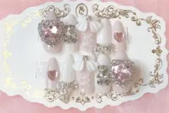 現品 ネイルチップ 量産型 地雷 ピンク 綺麗 オーダー フレンチガーリー