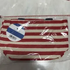 ランチバッグ　赤と白ストライプ トートバッグ