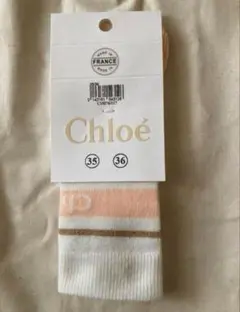 【未使用】クロエ Chloe キッズ ロゴ ソックス 靴下 35-36 ピンク