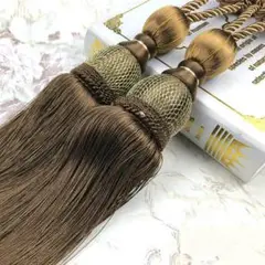 カーテン タッセル 2個セット 留め具 おしゃれ まとめる リビング ブラウン