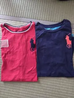 ポロシャツ風Tシャツ 赤と紺 2枚セット
