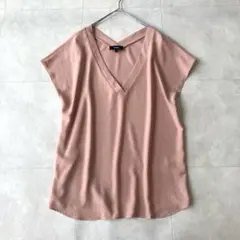 美品✨Theory セオリー Vネック とろみブラウス 洗える ピンク S