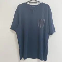 メンズ半袖Tシャツ ネイビー　ゆったり4L 胸ポケット　ストレッチ