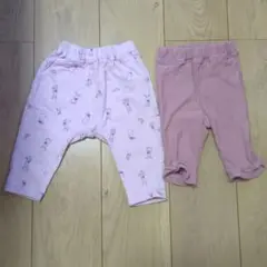 GU パンツ 80cm うさぎ サマナルパンツ リボン ピンク 2枚セット