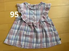 値下げ【美品】futafuta チェック柄フリルシャツ 95