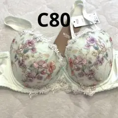 WACOAL C80 花柄刺繍 ミントグリーン ブラジャー
