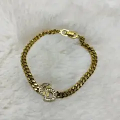 【美品】Dior ブレスレット ラインストーン DCロゴ ゴールド